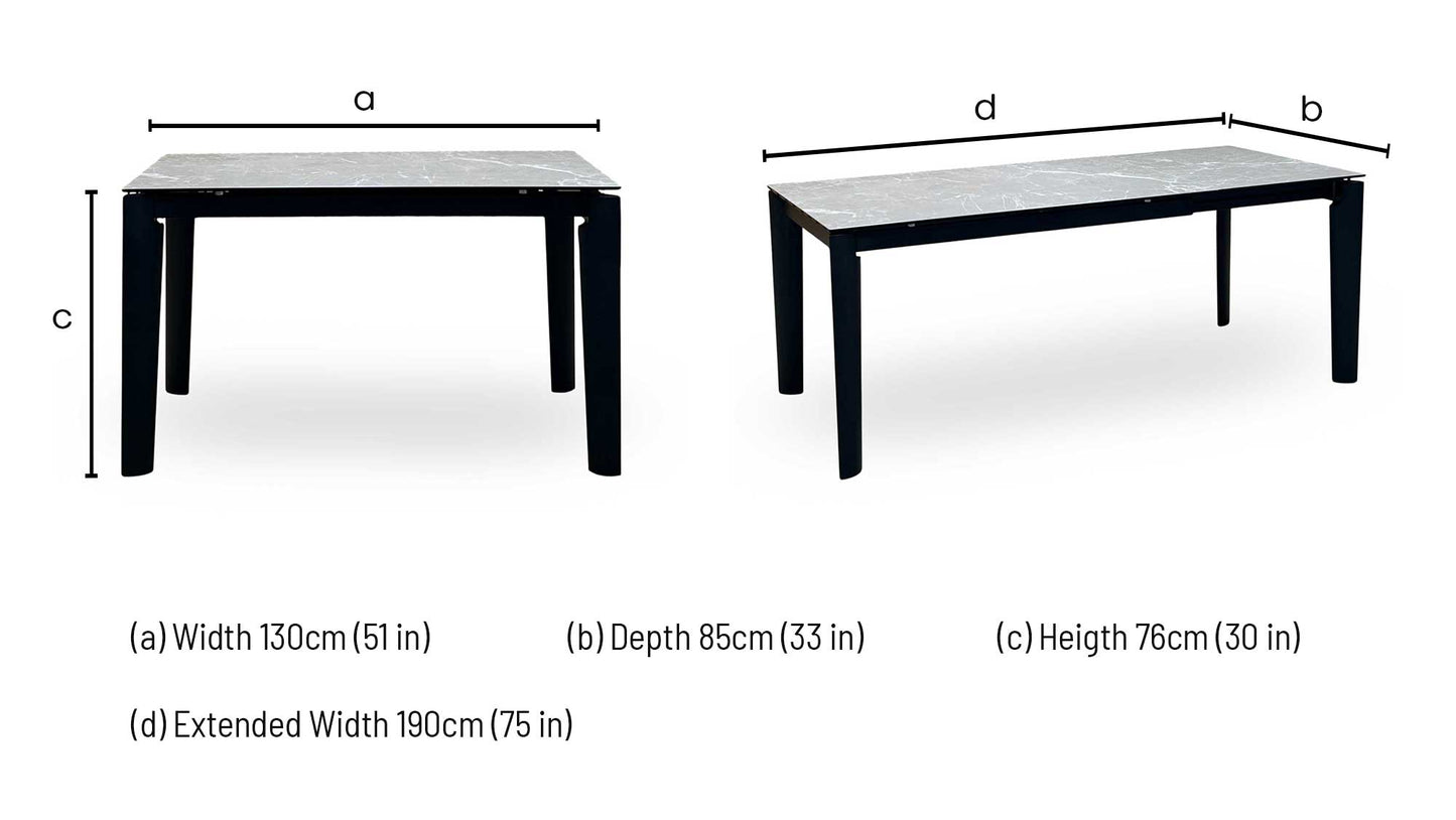 Connubial ‘Rosa’ Wdn Grp-Arn Ceramic Top Extending Dining Table with Wooden Legs Furniture Village