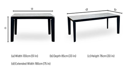 Connubial ‘Rosa’ Wdn Grp-Arn Ceramic Top Extending Dining Table with Wooden Legs Furniture Village