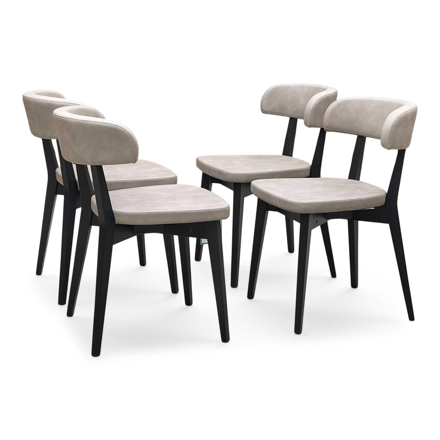 Connubia ‘Siren’ S0a-Vintage Desert Taupe Faux Leather Set of 4 Graphite Wooden Leg Dining Chairs