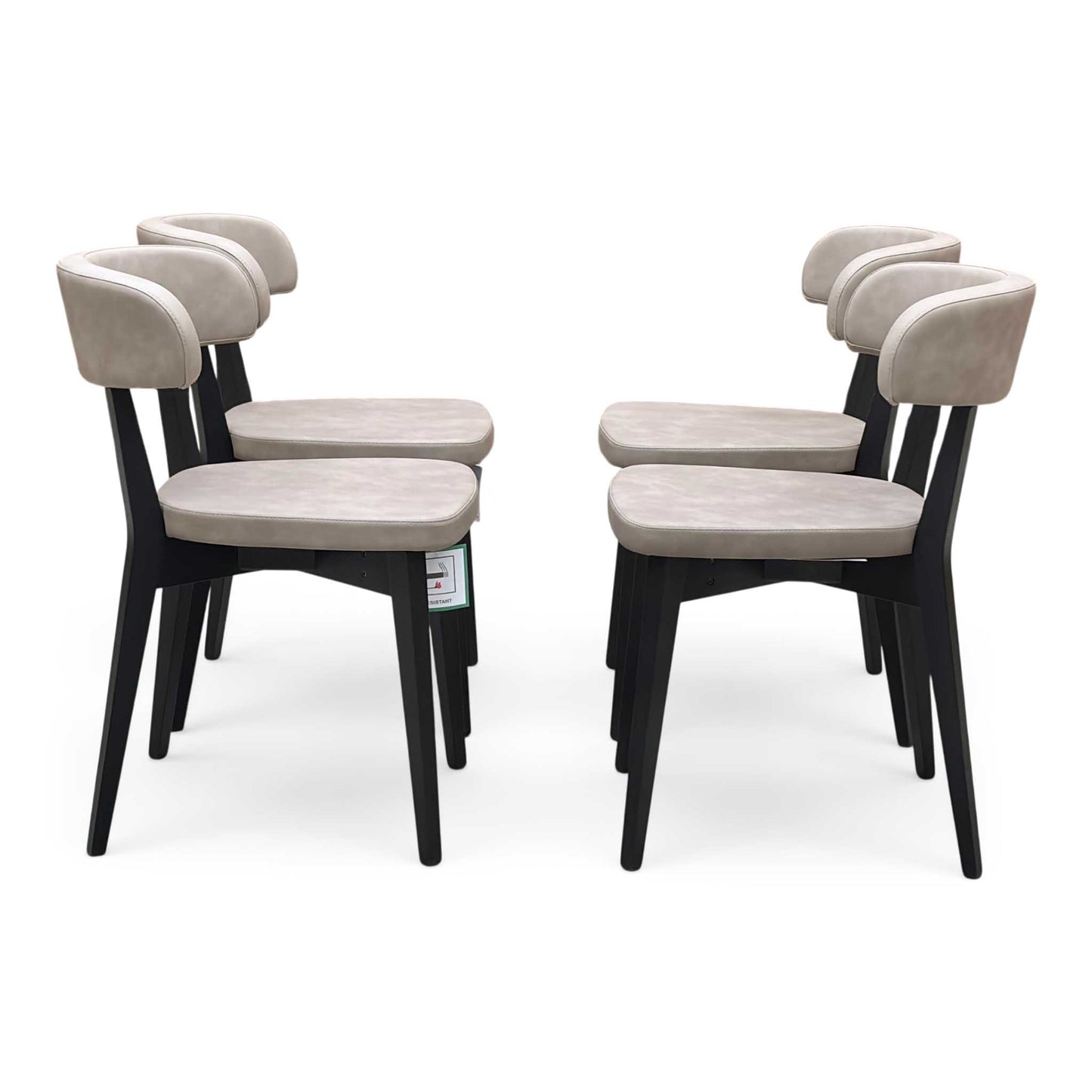 Connubia ‘Siren’ S0a-Vintage Desert Taupe Faux Leather Set of 4 Graphite Wooden Leg Dining Chairs