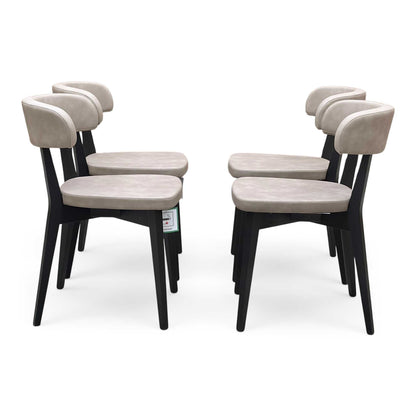 Connubia ‘Siren’ S0a-Vintage Desert Taupe Faux Leather Set of 4 Graphite Wooden Leg Dining Chairs