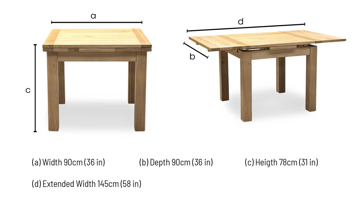 Furnitureland 'Augusta' Solid Oak Draw Leaf Extending Dining table