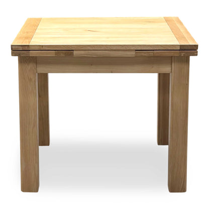 Furnitureland 'Augusta' Solid Oak Draw Leaf Extending Dining table with ‘Augusta’ Grey Cowboy Upholstered Dining Chair - Set of 4 Furniture Village