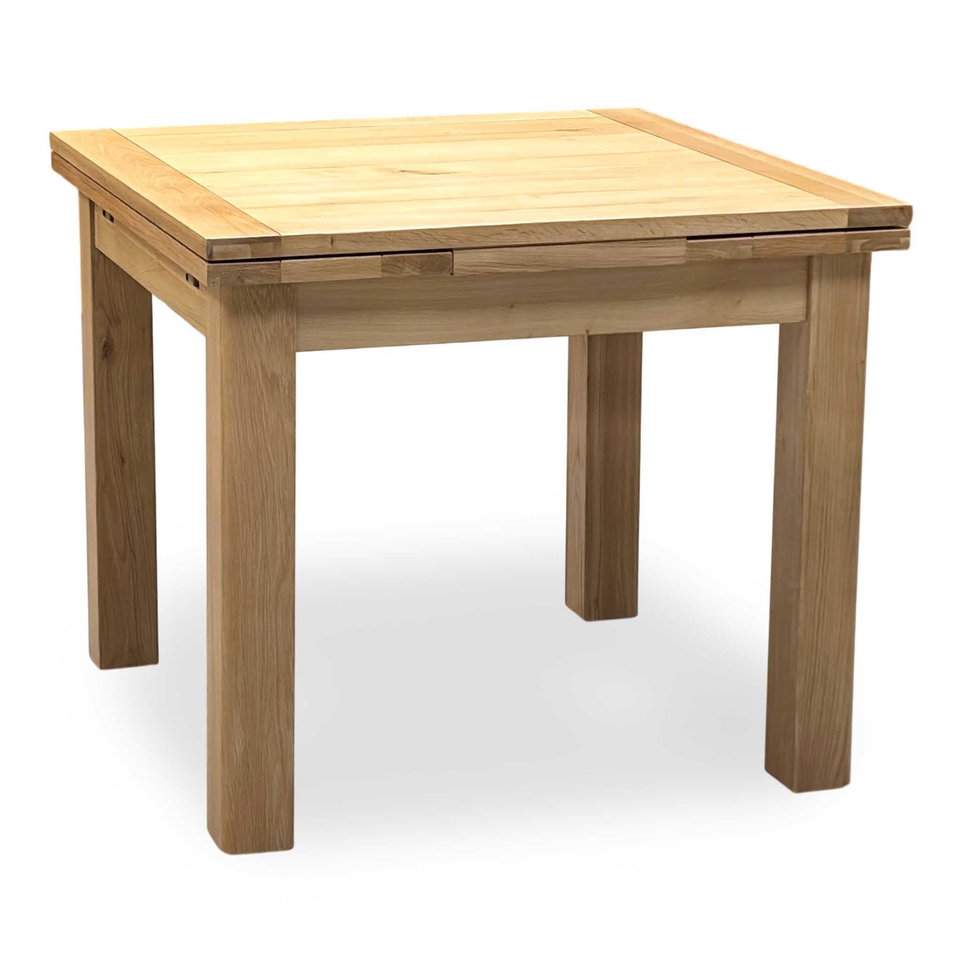 Furnitureland 'Augusta' Solid Oak Draw Leaf Extending Dining table with ‘Augusta’ Grey Cowboy Upholstered Dining Chair - Set of 4 Furniture Village
