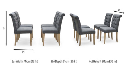 ‘Lewis’ Anthracite Grey Fabric Set of 4 Button Back Dining Chairs
