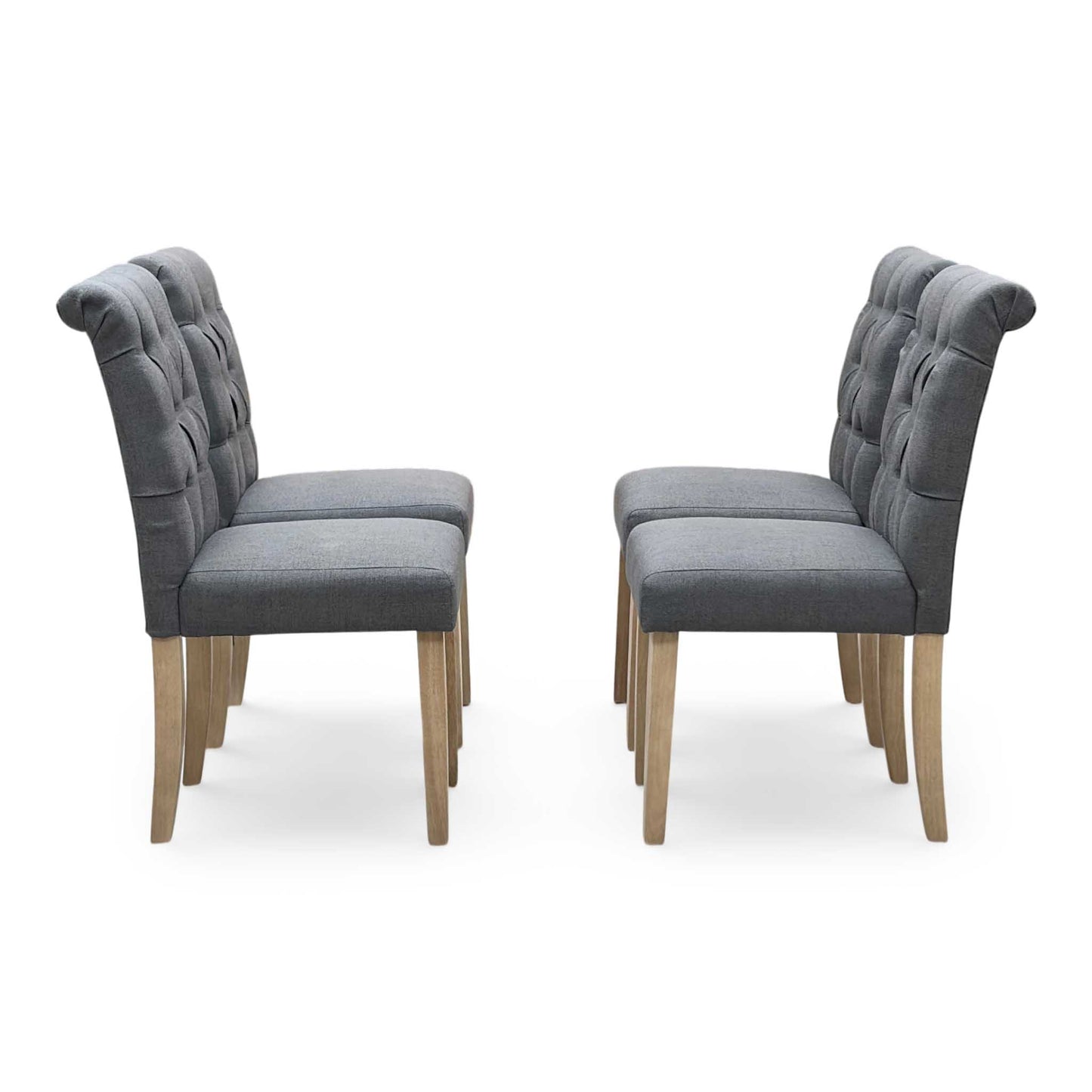 ‘Lewis’ Anthracite Grey Fabric Set of 4 Button Back Dining Chairs