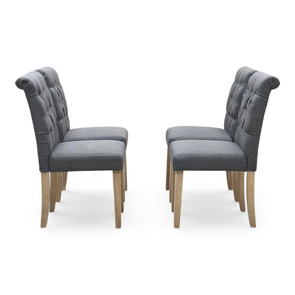 ‘Lewis’ Anthracite Grey Fabric Set of 4 Button Back Dining Chairs