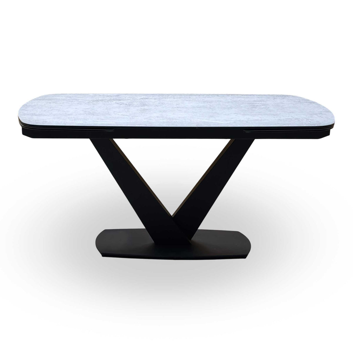 'Julio' Silver Ceramic Top 160cm Draw Leaf Extending Dining Table with Terracotta Orange Fabric Set of 6 Swivel Dining Chairs