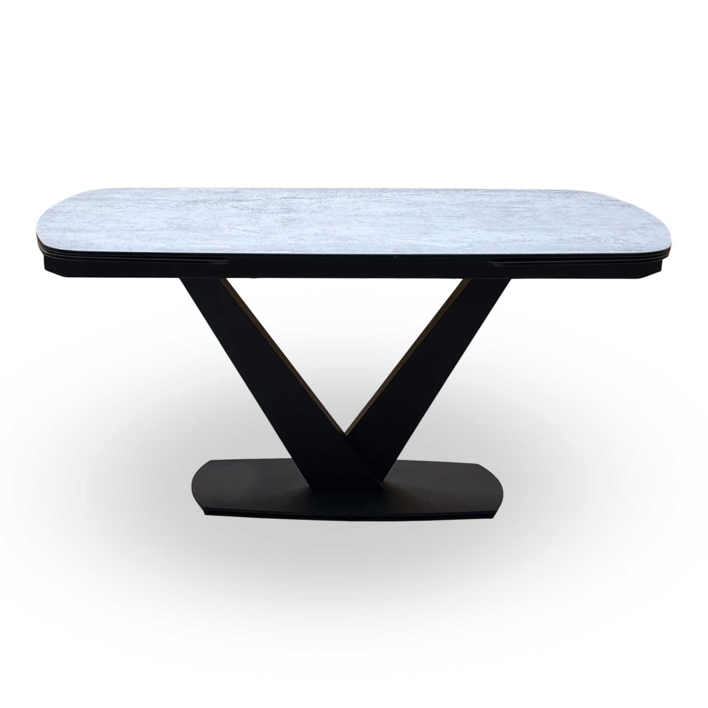 'Julio’ Silver Ceramic Top 160cm Draw Leaf Extending Dining Table