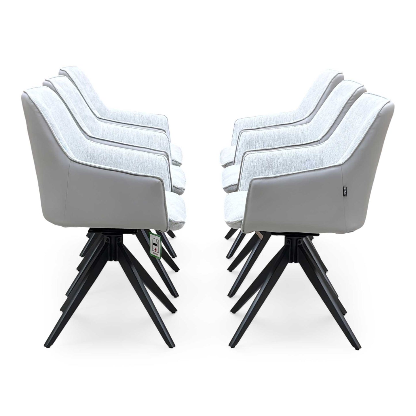 ‘Jose’ Stone Grey Fabric Set of 6 Swivel Dining Arm Chairs