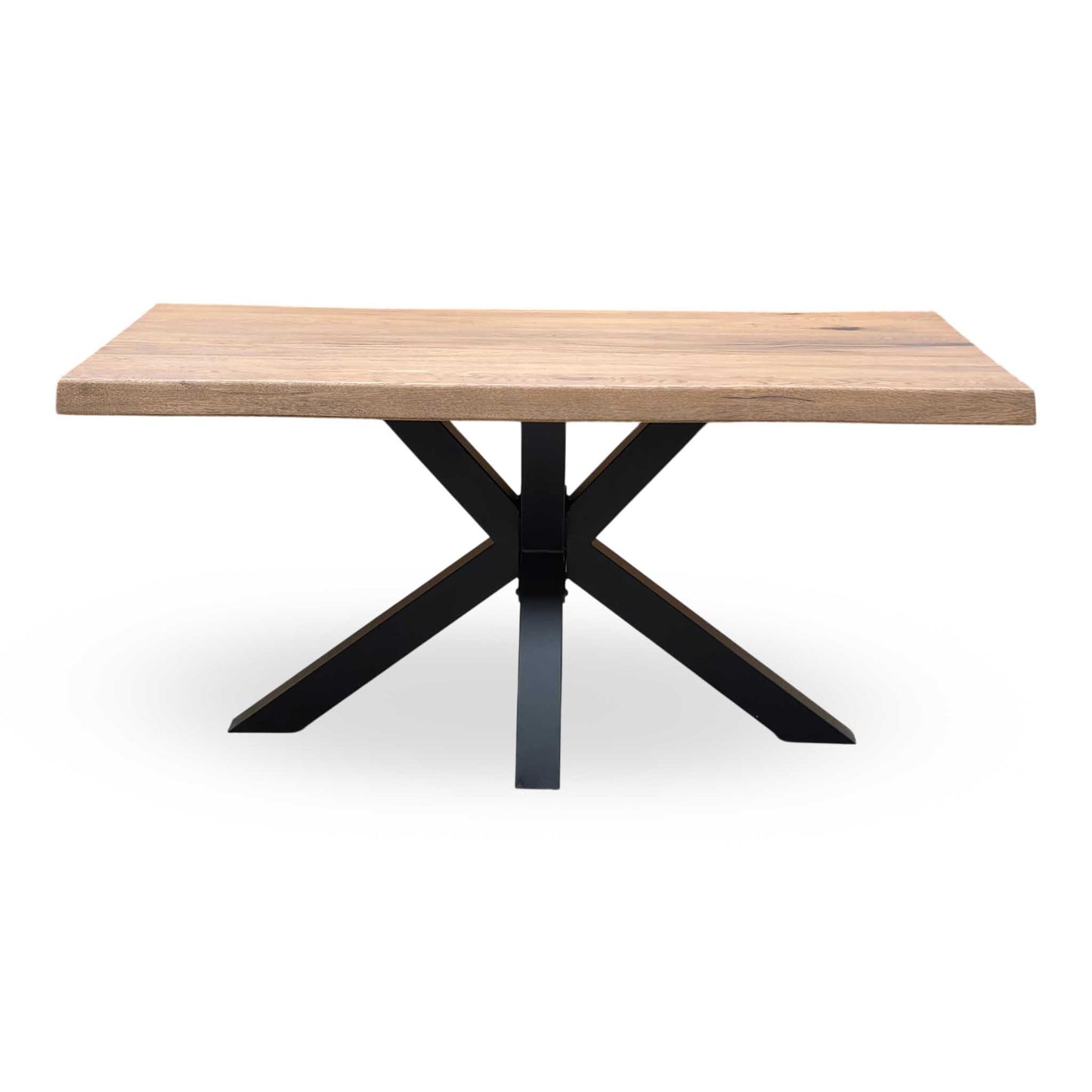 Bodahl ‘Terra’ 6 Old Bassano Solid Oak Raw Edge 160cm Dining Table with Metal Star Base