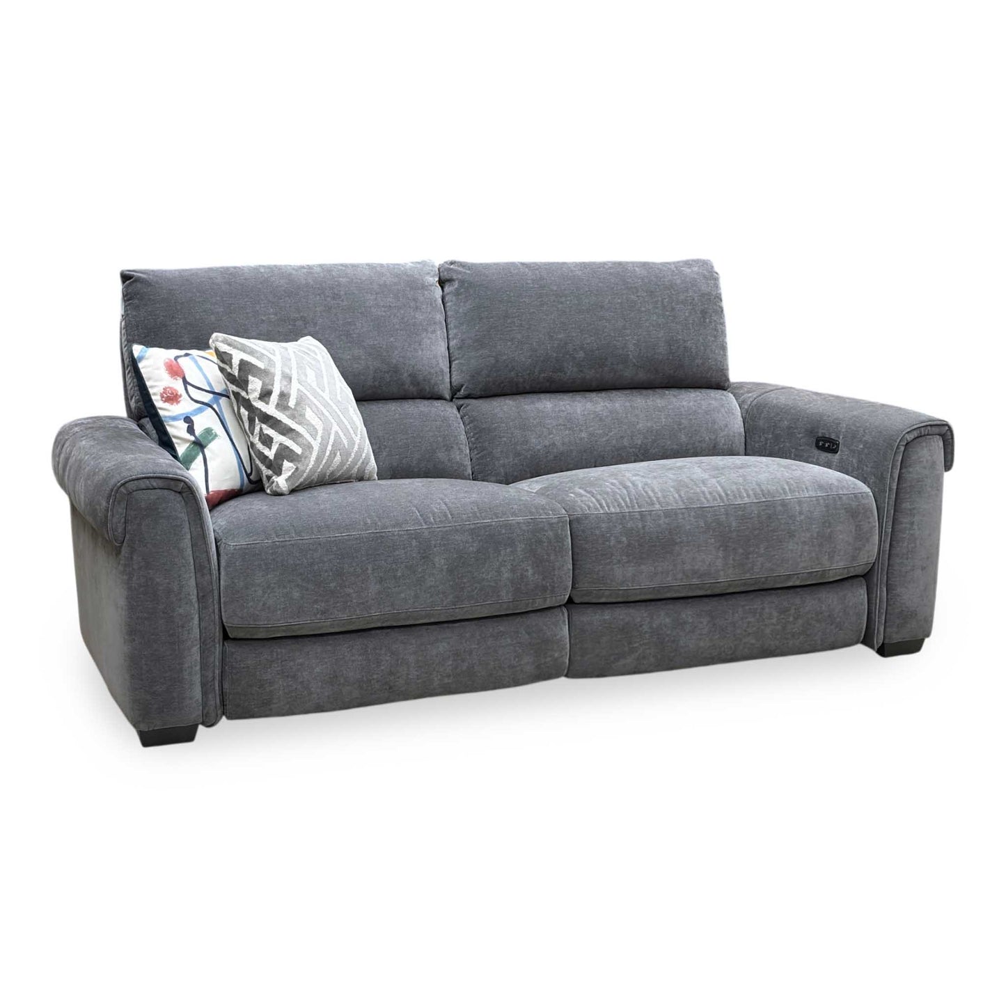 ‘Nixon’ Sfa-Pey-R08 Graphite Grey Fabric 3 Seater Power Recliner Sofa