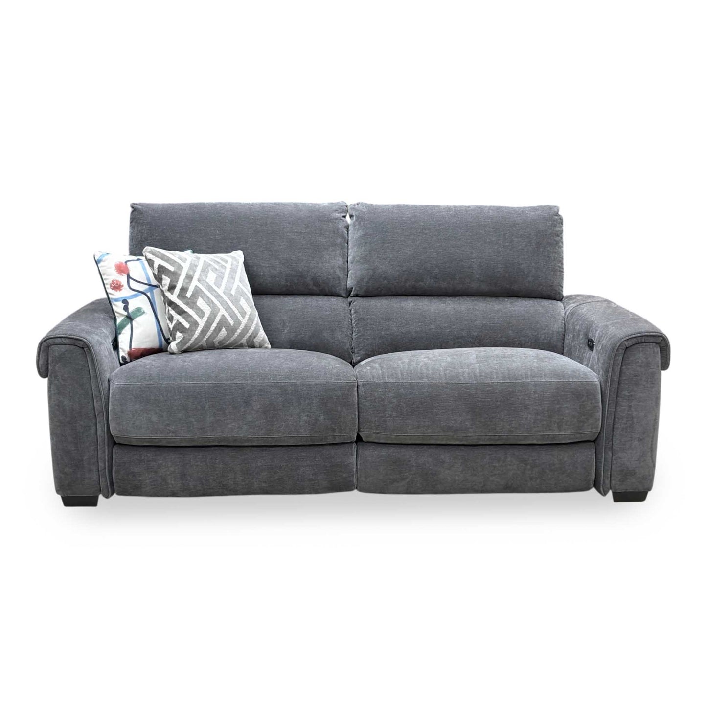 ‘Nixon’ Sfa-Pey-R08 Graphite Grey Fabric 3 Seater Power Recliner Sofa