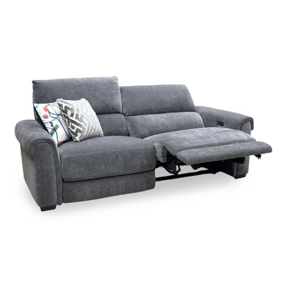 ‘Nixon’ Sfa-Pey-R08 Graphite Grey Fabric 3 Seater Power Recliner Sofa