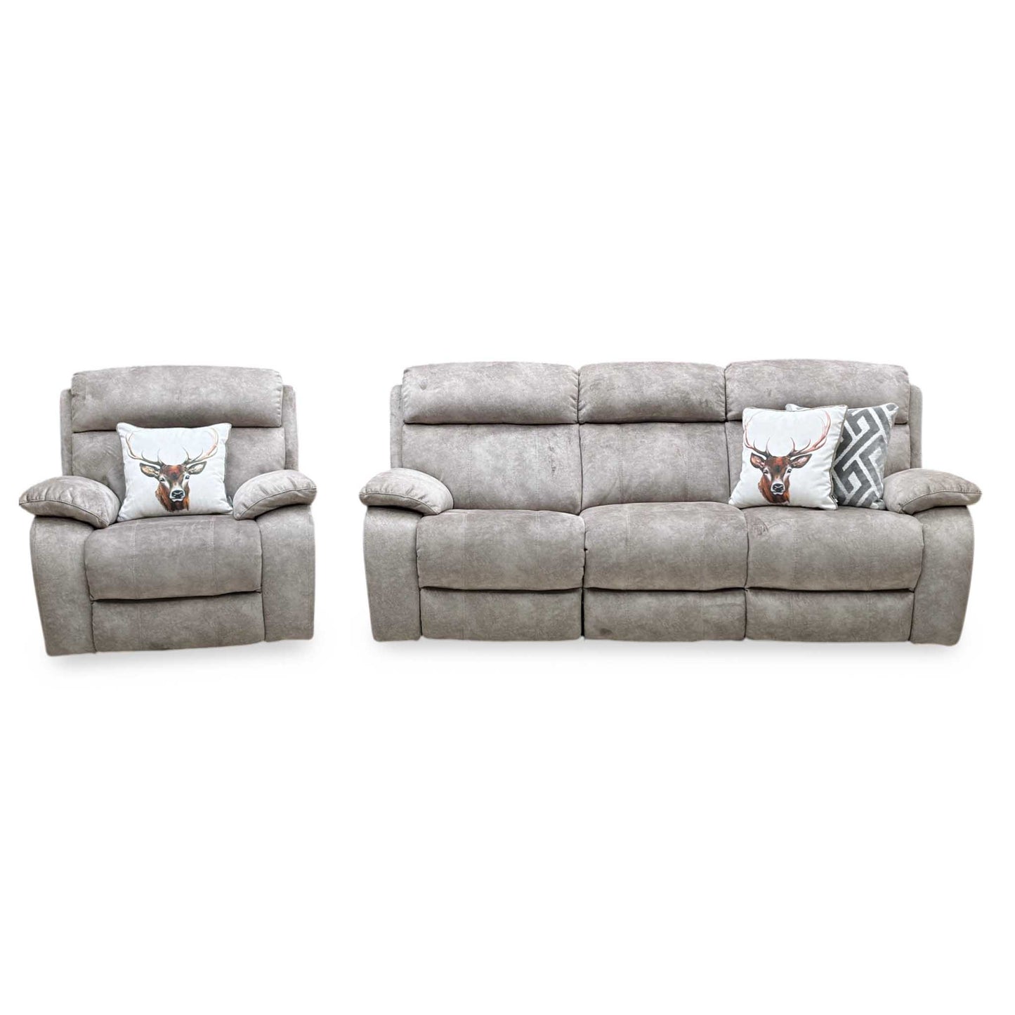 ‘Moreno’ Bfa-Bnn-R29 Mink Fabric 3 Seater Power Recliner Sofa + Power Chair