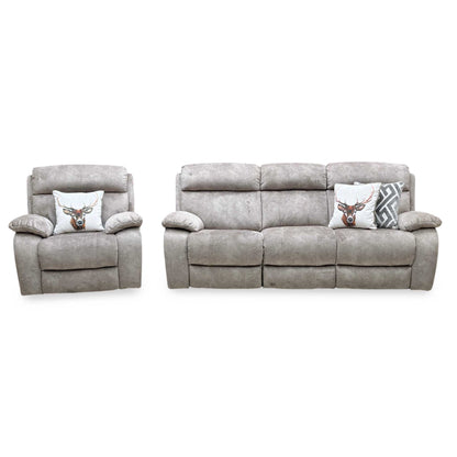 ‘Moreno’ Bfa-Bnn-R29 Mink Fabric 3 Seater Power Recliner Sofa + Power Chair