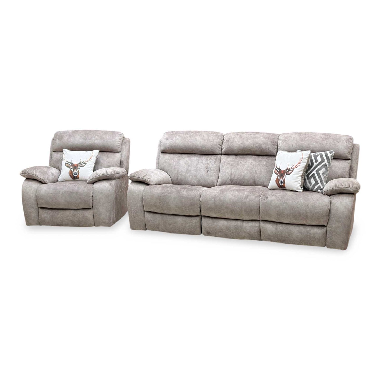 ‘Moreno’ Bfa-Bnn-R29 Mink Fabric 3 Seater Power Recliner Sofa + Power Chair