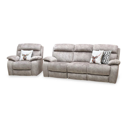 ‘Moreno’ Bfa-Bnn-R29 Mink Fabric 3 Seater Power Recliner Sofa + Power Chair