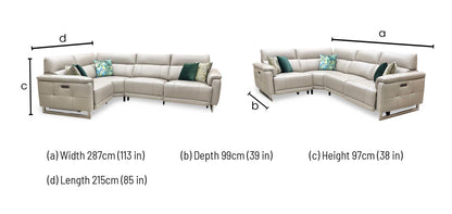 ‘Moet’ Cat-40_08 Oyster Leather Power Recliner Corner Sofa with Telescopic Headrests