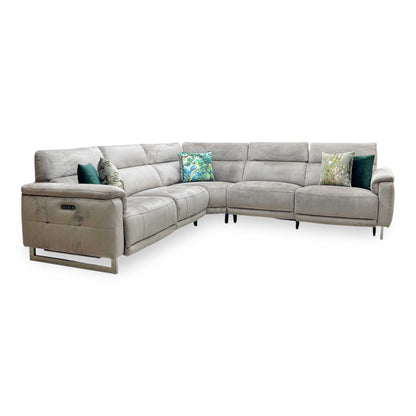 ‘Moet' Opulence Cedar Fabric Large Power Recliner Corner Sofa with Telescopic Headrests Furniture Village