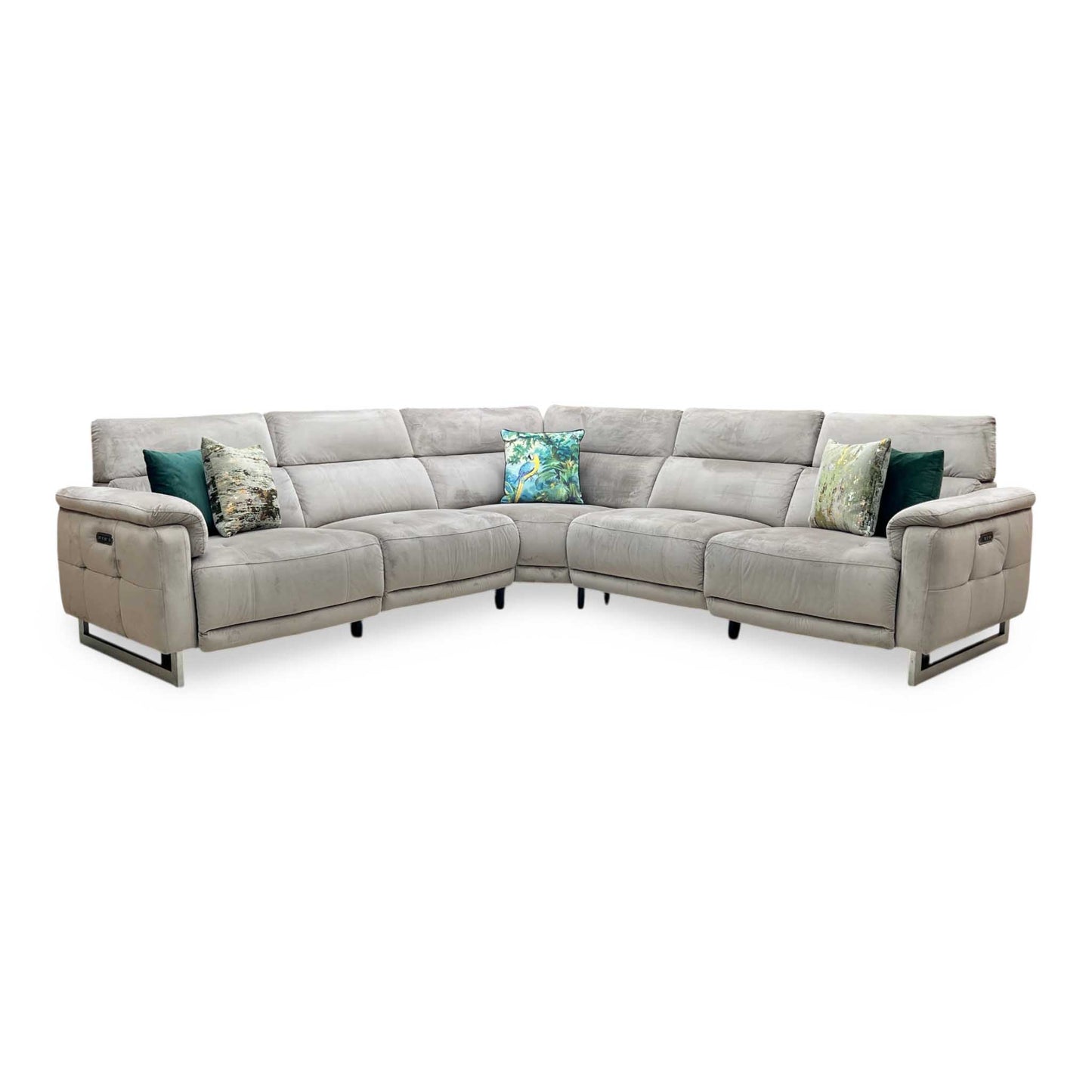‘Moet' Opulence Cedar Fabric Large Power Recliner Corner Sofa with Telescopic Headrests Furniture Village