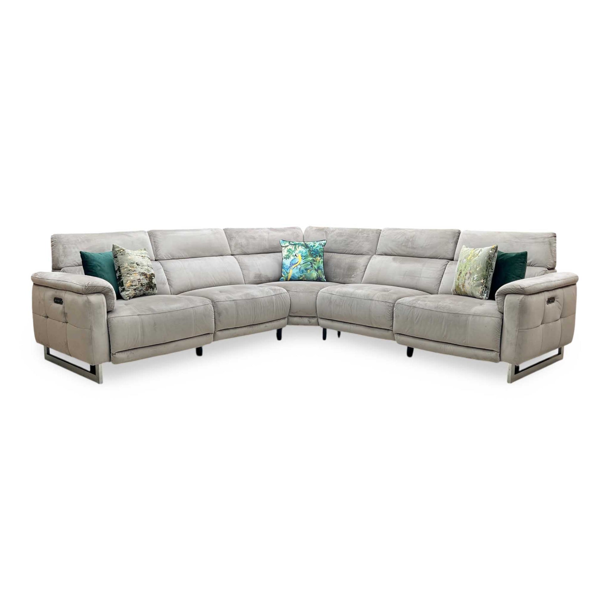 ‘Moet' Opulence Cedar Fabric Large Power Recliner Corner Sofa with Telescopic Headrests Furniture Village