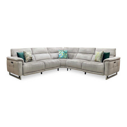 ‘Moet' Opulence Cedar Fabric Large Power Recliner Corner Sofa with Telescopic Headrests Furniture Village