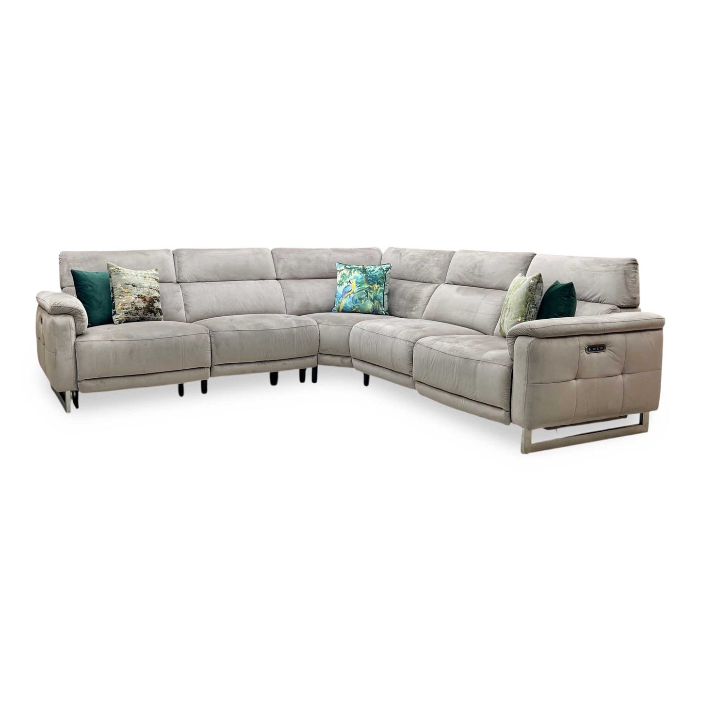 ‘Moet' Opulence Cedar Fabric Large Power Recliner Corner Sofa with Telescopic Headrests Furniture Village