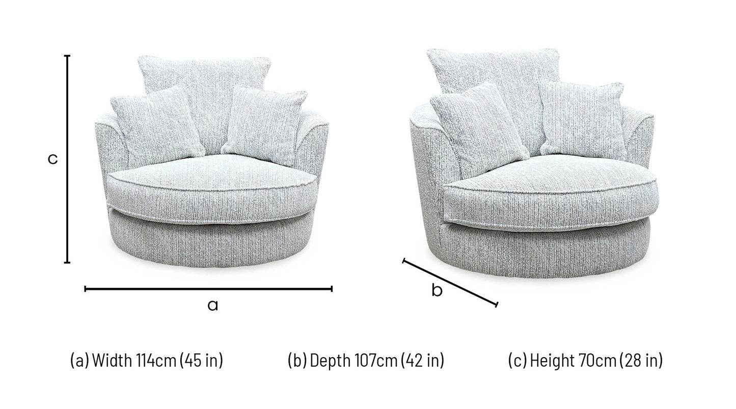 ‘Legend’ Gabriel Snow Grey Classic Back Swivel Chair