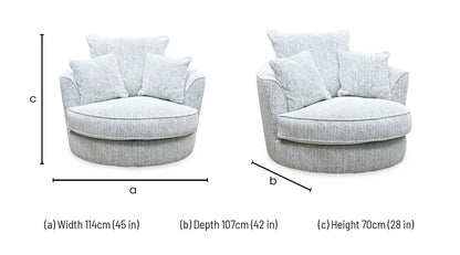 ‘Legend’ Gabriel Snow Grey Classic Back Swivel Chair