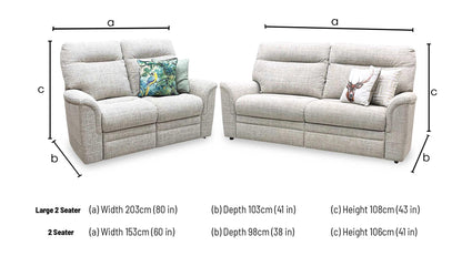 Parker Knoll 'Hudson 23' Dash Oatmeal 001497-0051 Fabric Compact 2 Seater + Large 2 Seater Sofa Set Furniture Village