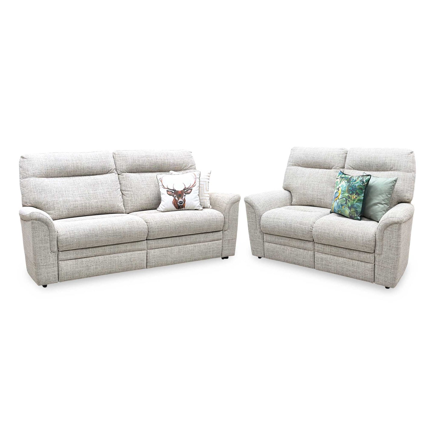 Parker Knoll 'Hudson 23' Dash Oatmeal 001497-0051 Fabric Compact 2 Seater + Large 2 Seater Sofa Set Furniture Village