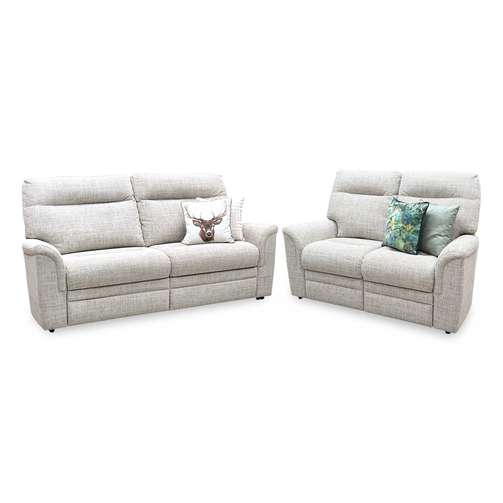 Parker Knoll 'Hudson 23' Dash Oatmeal 001497-0051 Fabric Compact 2 Seater + Large 2 Seater Sofa Set Furniture Village