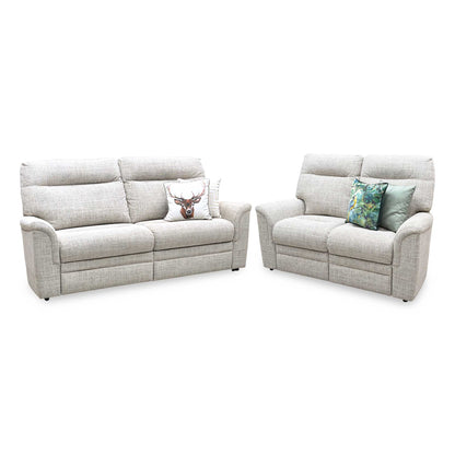Parker Knoll 'Hudson 23' Dash Oatmeal 001497-0051 Fabric Compact 2 Seater + Large 2 Seater Sofa Set Furniture Village