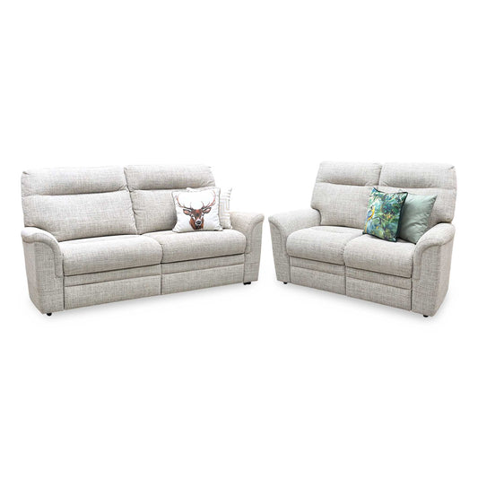 Parker Knoll 'Hudson 23' Dash Oatmeal 001497-0051 Fabric Compact 2 Seater + Large 2 Seater Sofa Set Furniture Village