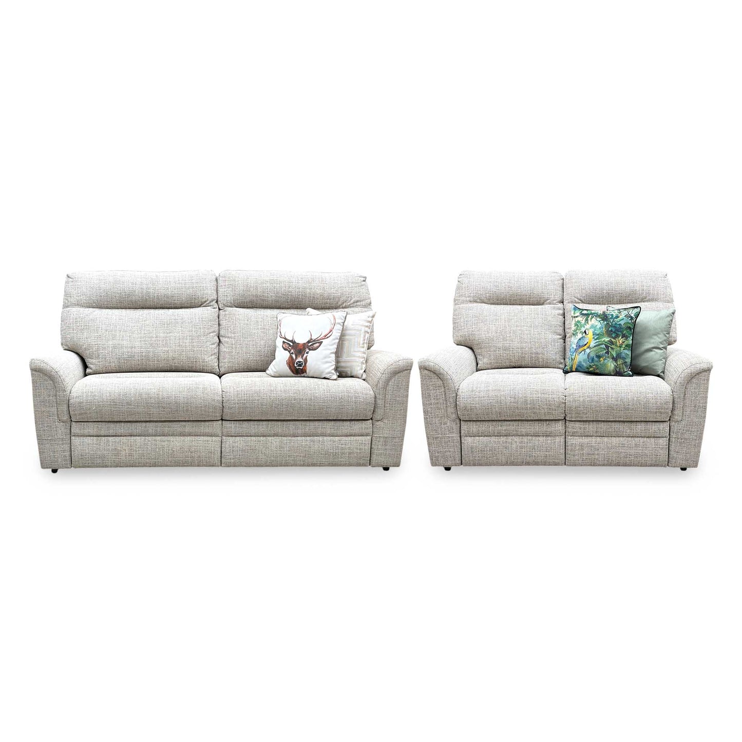 Parker Knoll 'Hudson 23' Dash Oatmeal 001497-0051 Fabric Compact 2 Seater + Large 2 Seater Sofa Set Furniture Village