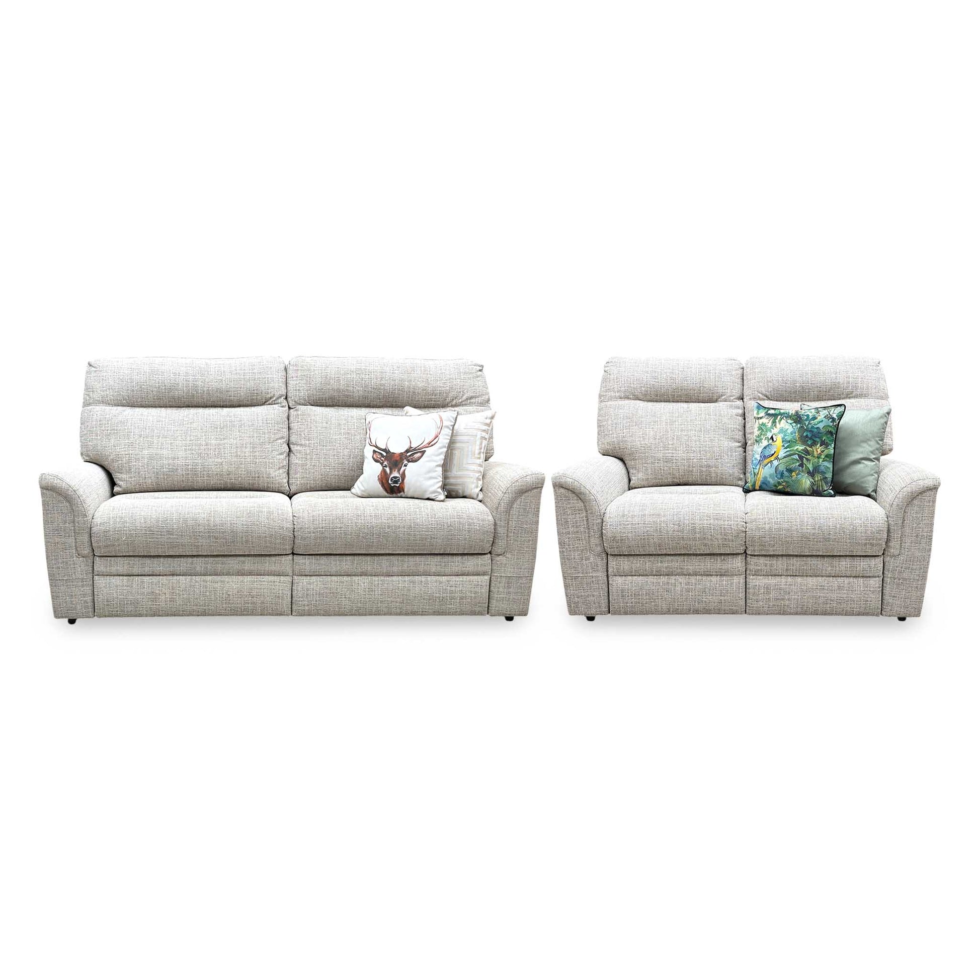Parker Knoll 'Hudson 23' Dash Oatmeal 001497-0051 Fabric Compact 2 Seater + Large 2 Seater Sofa Set Furniture Village
