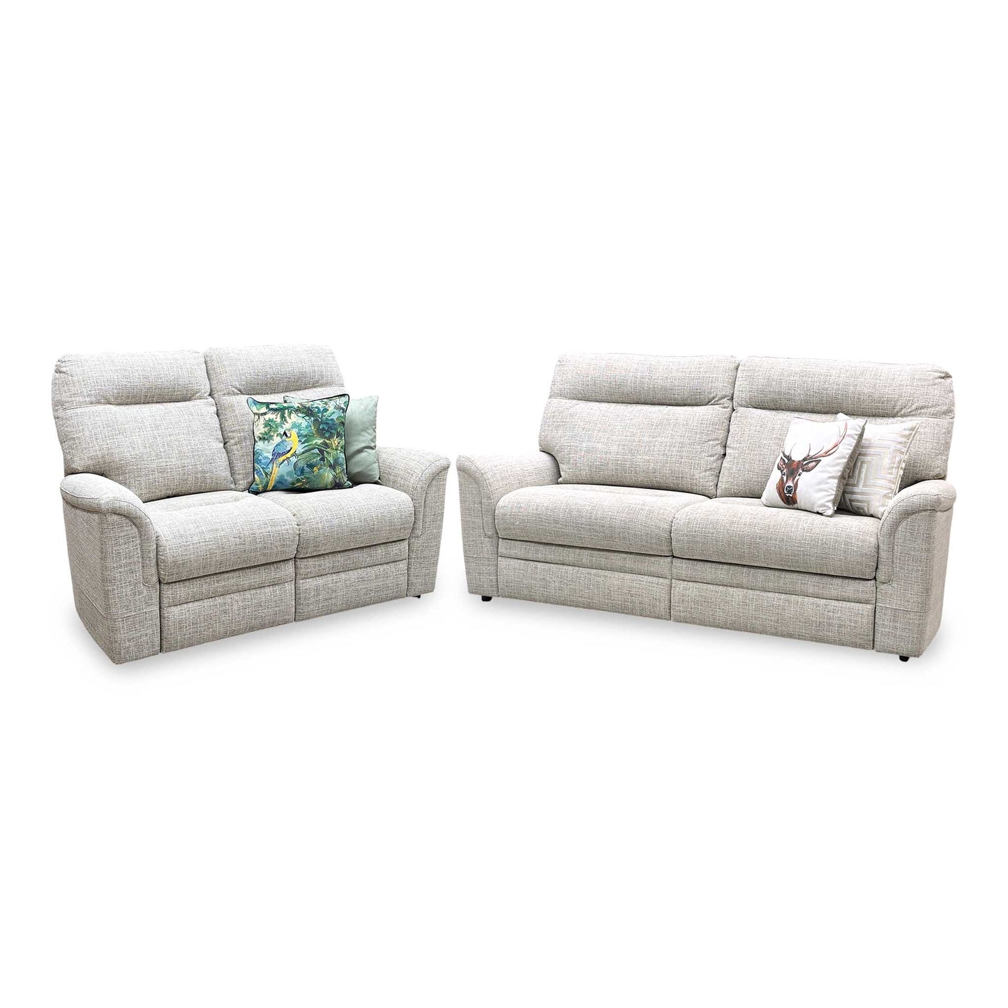 Parker Knoll 'Hudson 23' Dash Oatmeal 001497-0051 Fabric Compact 2 Seater + Large 2 Seater Sofa Set Furniture Village
