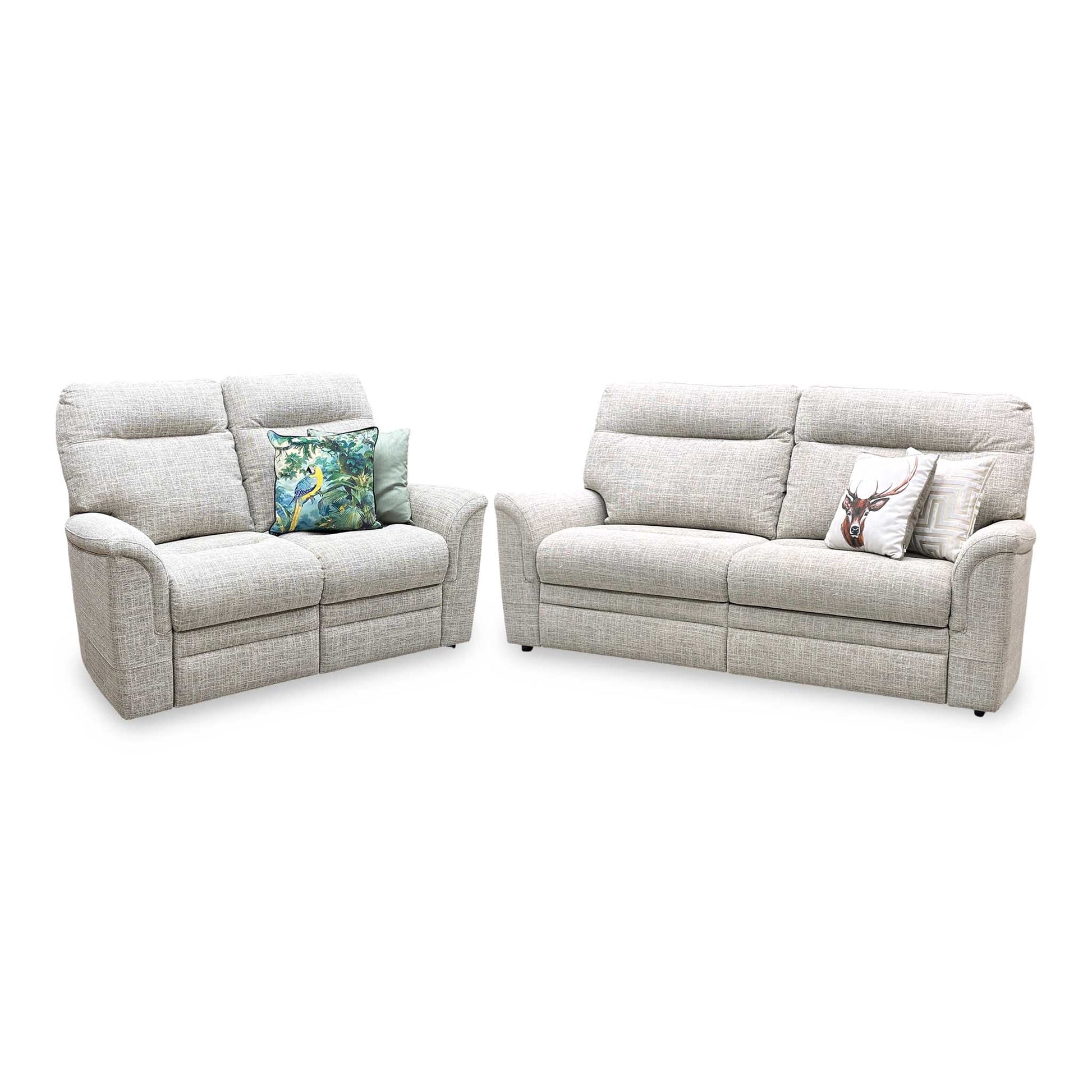 Parker Knoll 'Hudson 23' Dash Oatmeal 001497-0051 Fabric Compact 2 Seater + Large 2 Seater Sofa Set Furniture Village