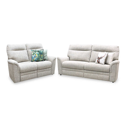 Parker Knoll 'Hudson 23' Dash Oatmeal 001497-0051 Fabric Compact 2 Seater + Large 2 Seater Sofa Set Furniture Village