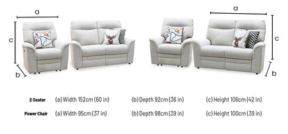 Parker Knoll 'Hudson 23' Caledonian Stone Grey 001300-0055 Fabric 2 Seater Sofa Power Recliner + Chair with Power Headrest and Power Lumbar Furniture Village
