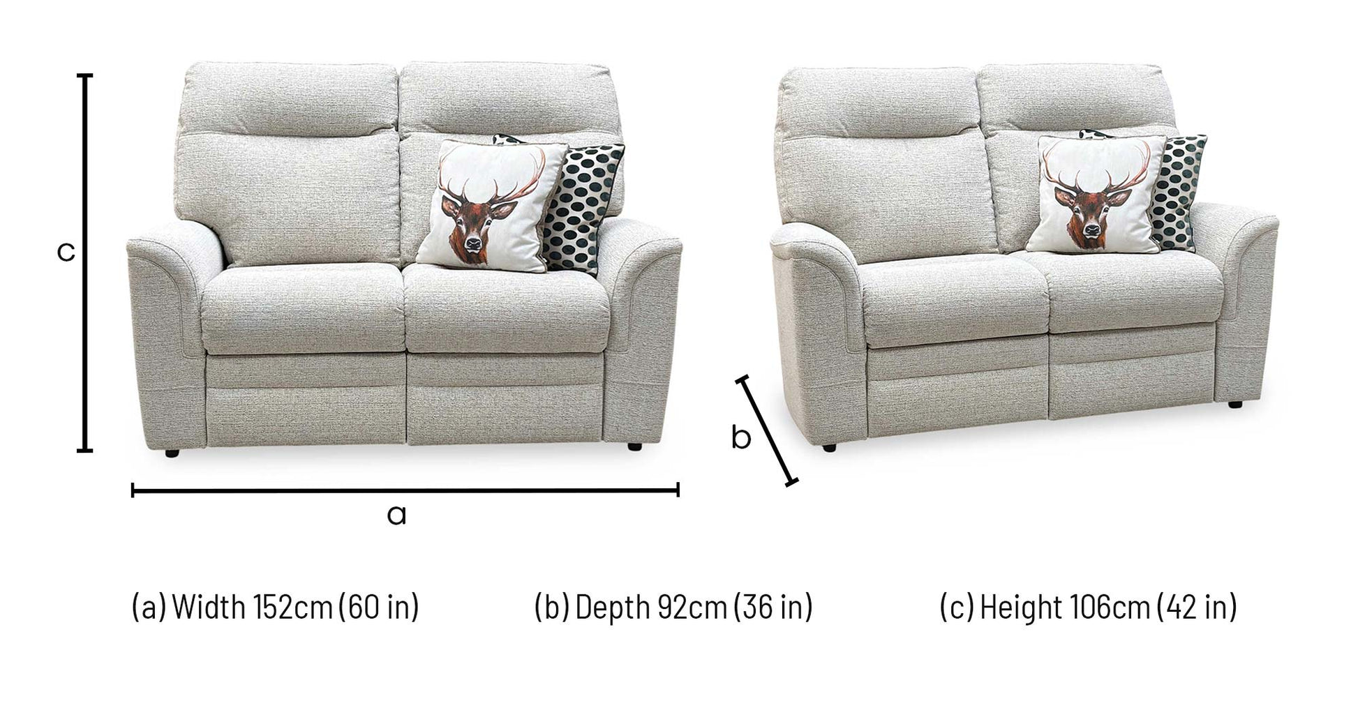 Parker Knoll 'Hudson 23' Caledonian Stone Grey 001300-0055 Fabric 2 Seater Sofa Furniture Village