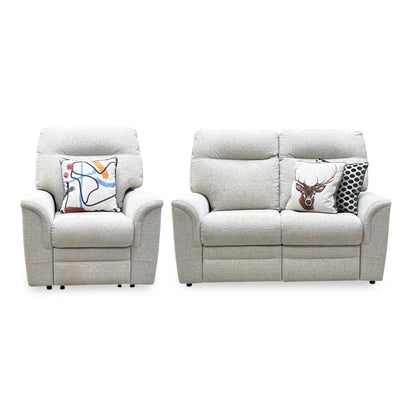 Parker Knoll 'Hudson 23' Caledonian Stone Grey 001300-0055 Fabric 2 Seater Sofa Power Recliner + Chair with Power Headrest and Power Lumbar Furniture Village