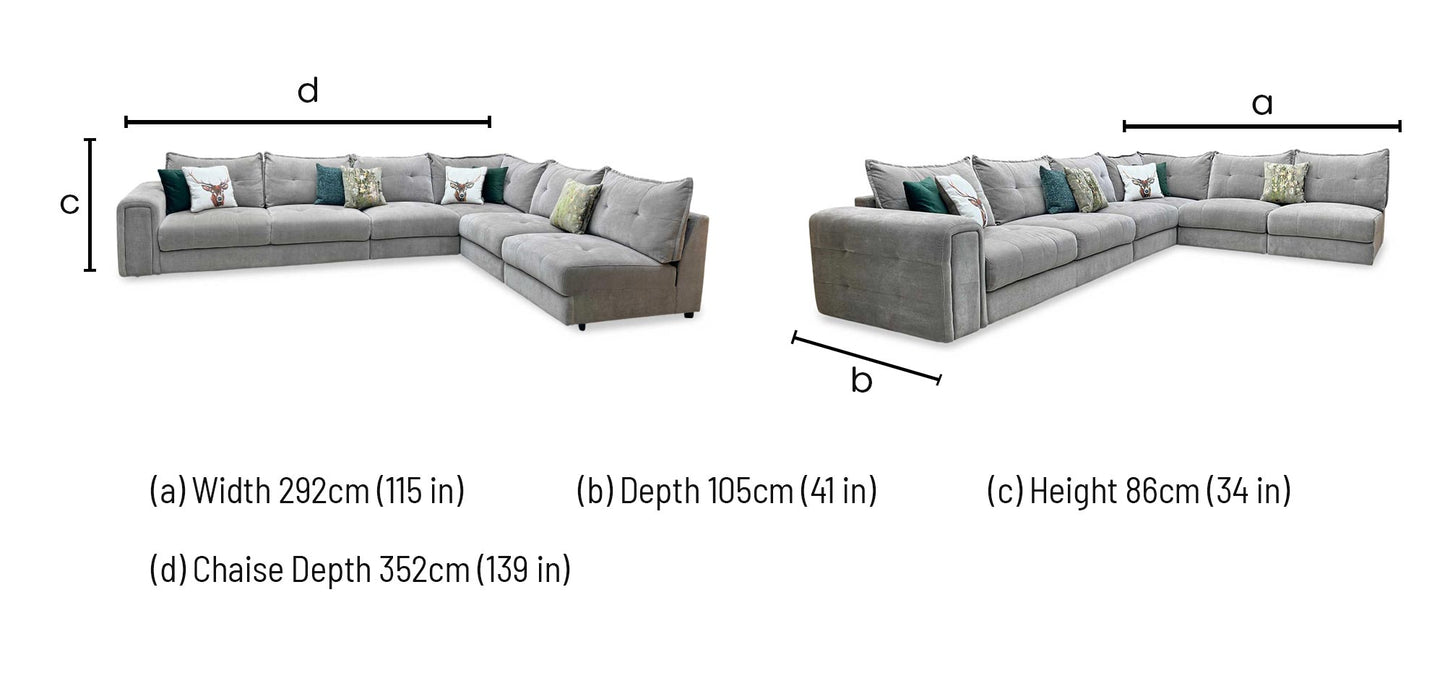‘Goliath’ Manhattan Nutmeg 58005 Fabric XL Open End Corner Sofa with Storage Arm