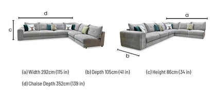 ‘Goliath’ Manhattan Nutmeg 58005 Fabric XL Open End Corner Sofa with Storage Arm