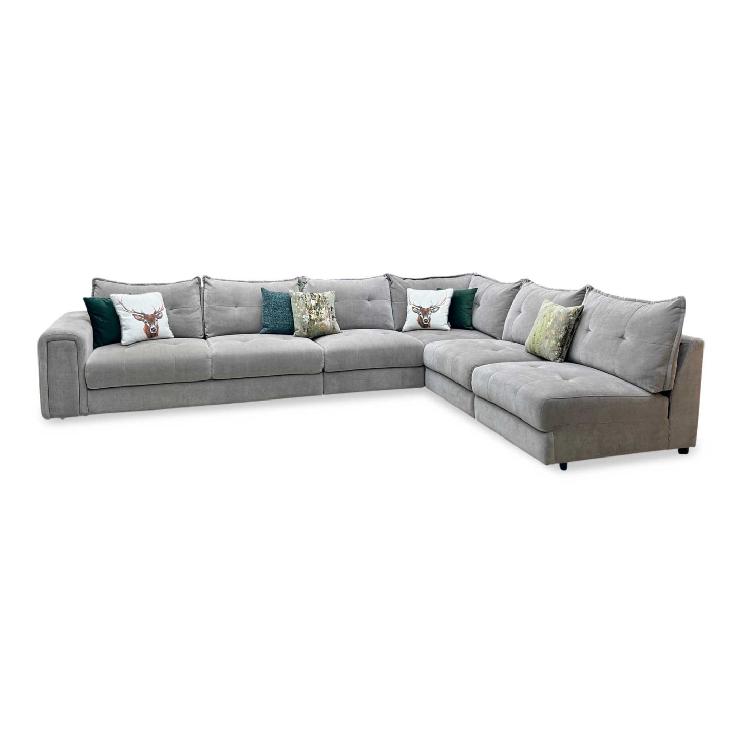 ‘Goliath’ Manhattan Nutmeg 58005 Fabric XL Open End Corner Sofa with Storage Arm