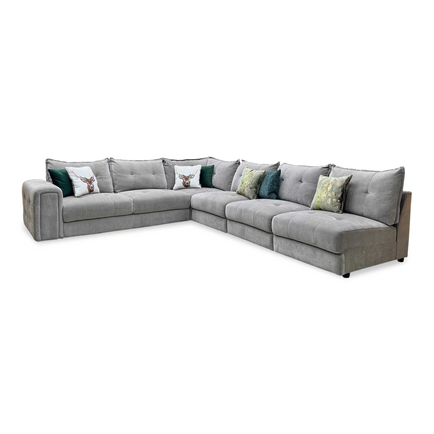 ‘Goliath’ Manhattan Nutmeg 58005 Fabric XL Open End Corner Sofa with Storage Arm