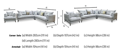 Farrah Riga Silver - Zena Silver Dw Fabric Large Corner + Chair Sofa Set Furniture Village