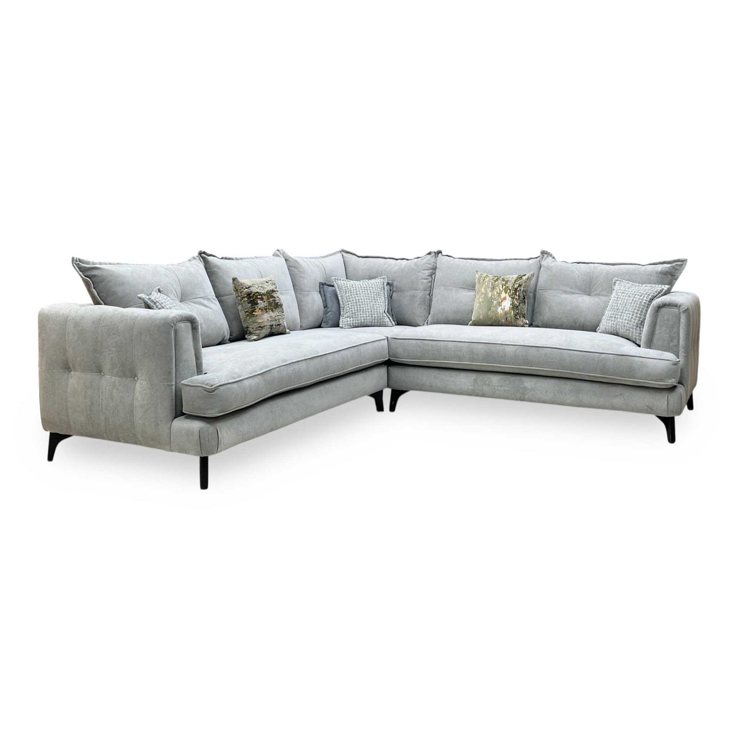 ‘Farrah’ Riga Silver - Zena Silver Dw Fabric Large Corner Sofa
