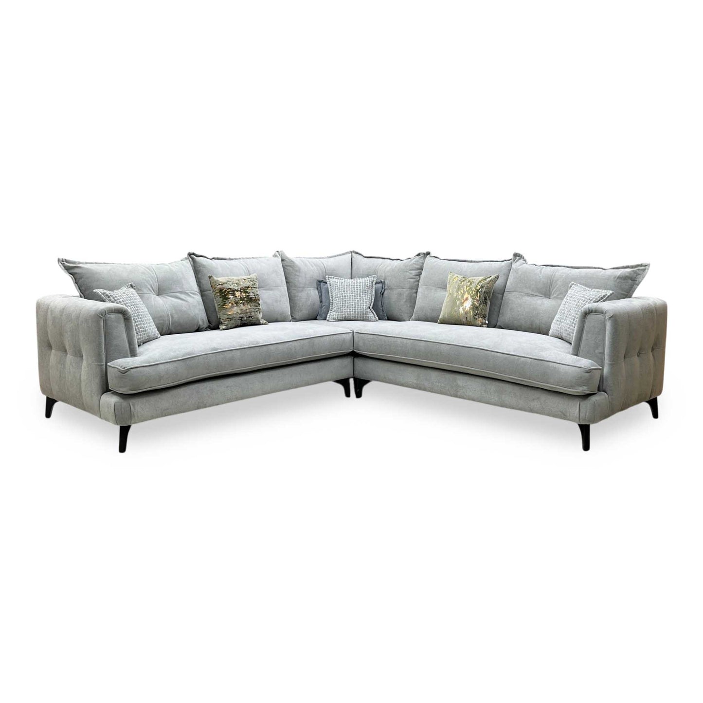 ‘Farrah’ Riga Silver - Zena Silver Dw Fabric Large Corner Sofa